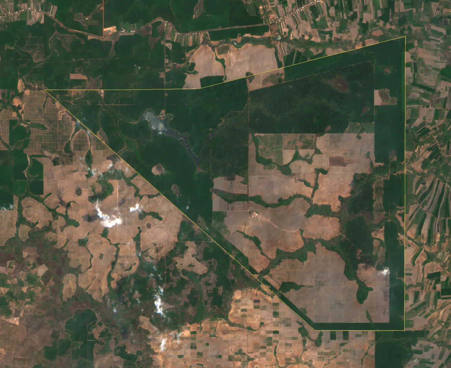 Sentinel-2 imagery of KHM-ELC-193, Kratié province, Cambodia, before and after the 31 December 2020 cut-off